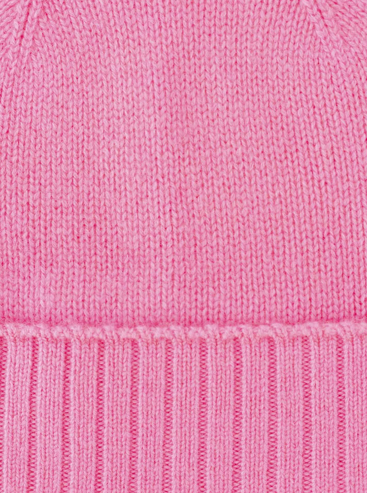 Zwillingsherz - 100% Cashmere-Mütze mit geripptem Umschlag - Bubblegum Pink