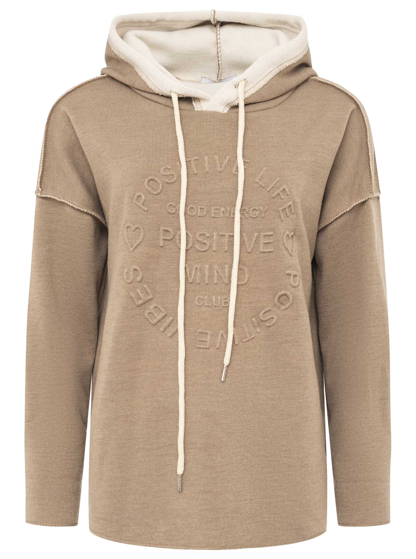 Zwillingsherz Double-Face-Hoodie " Positive Mind" Taupe | Damen Hoodie