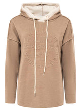 Zwillingsherz Double-Face-Hoodie " Positive Mind" Taupe | Damen Hoodie