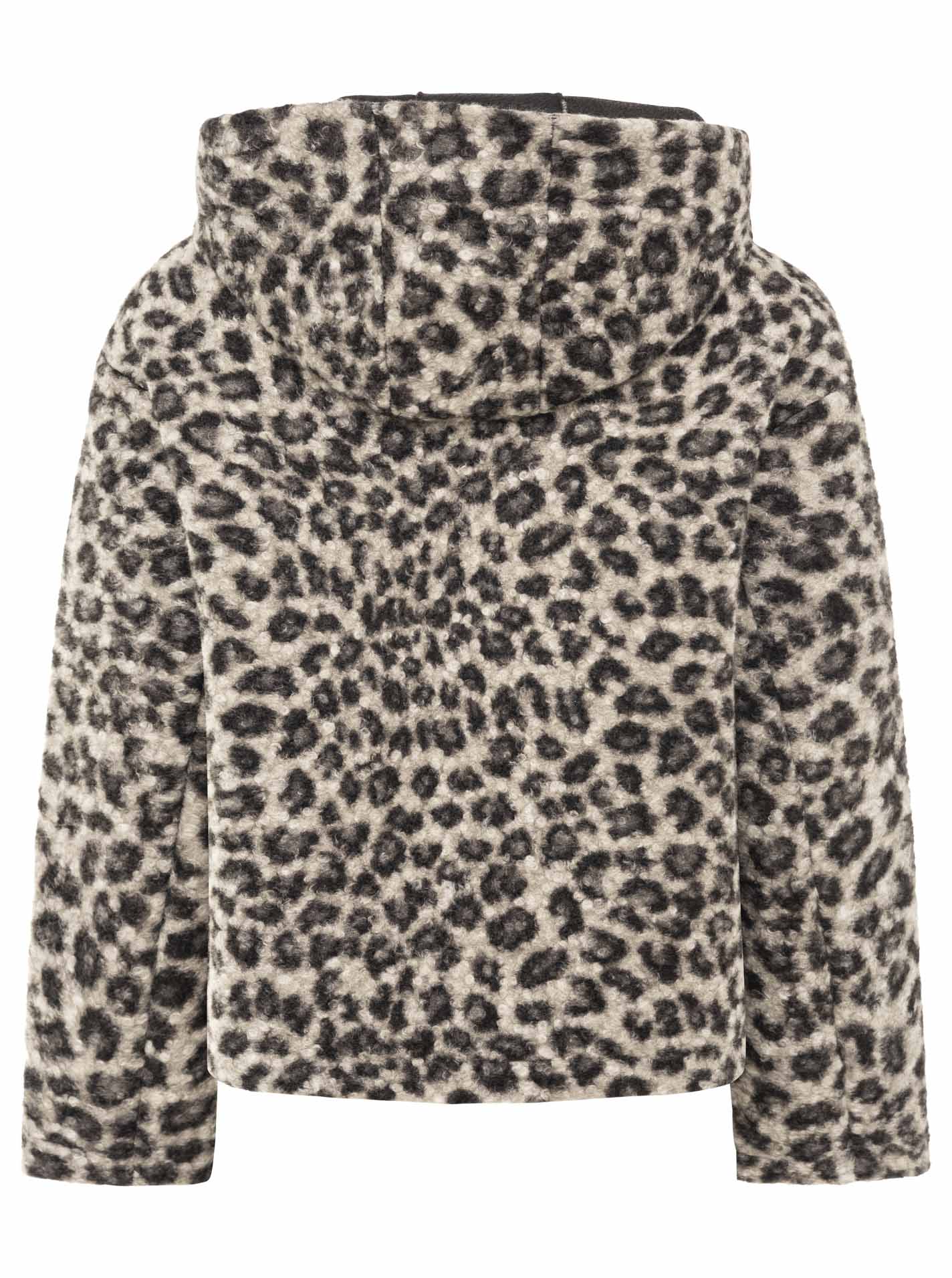 Zwillingsherz Teddy-Jacke "Leo" mit Leopardenmuster - Grau