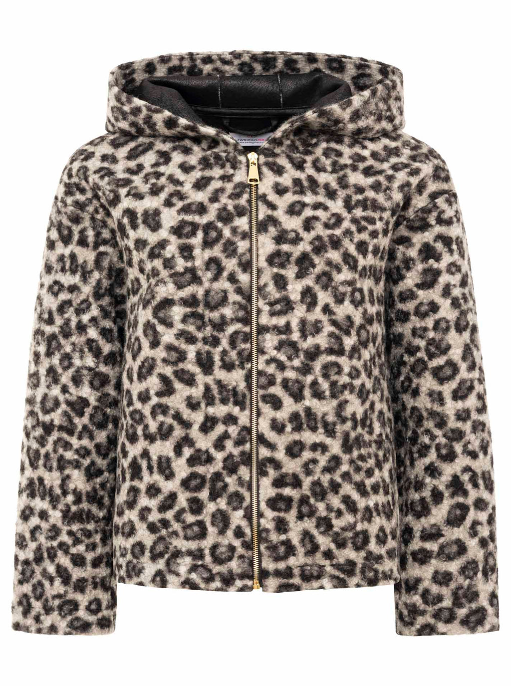 Zwillingsherz Teddy-Jacke "Leo" mit Leopardenmuster - Grau