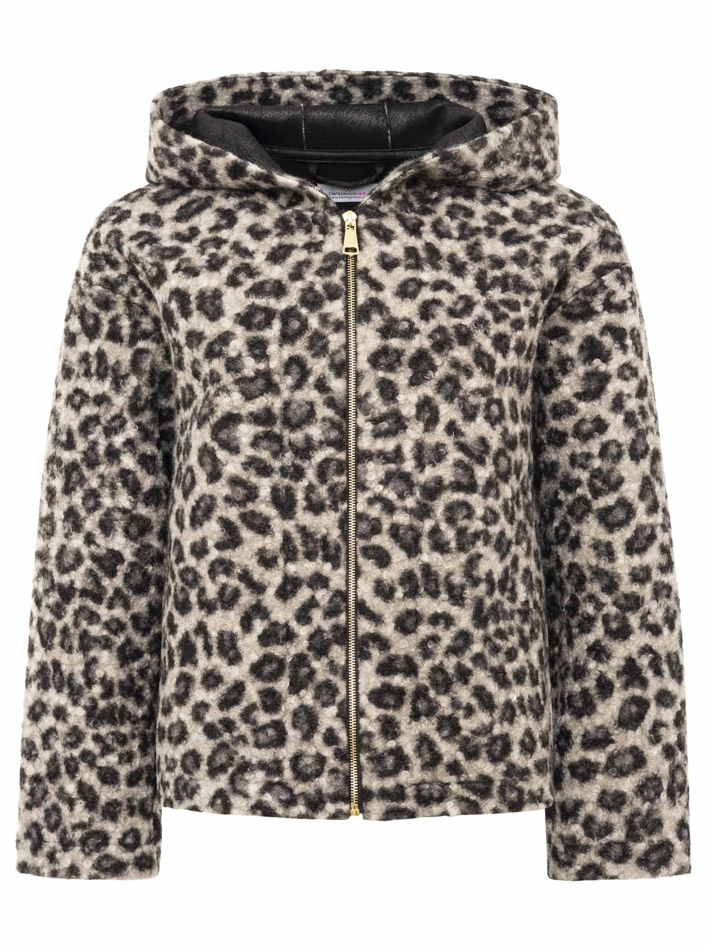 Zwillingsherz Teddy-Jacke "Leo" mit Leopardenmuster - Grau