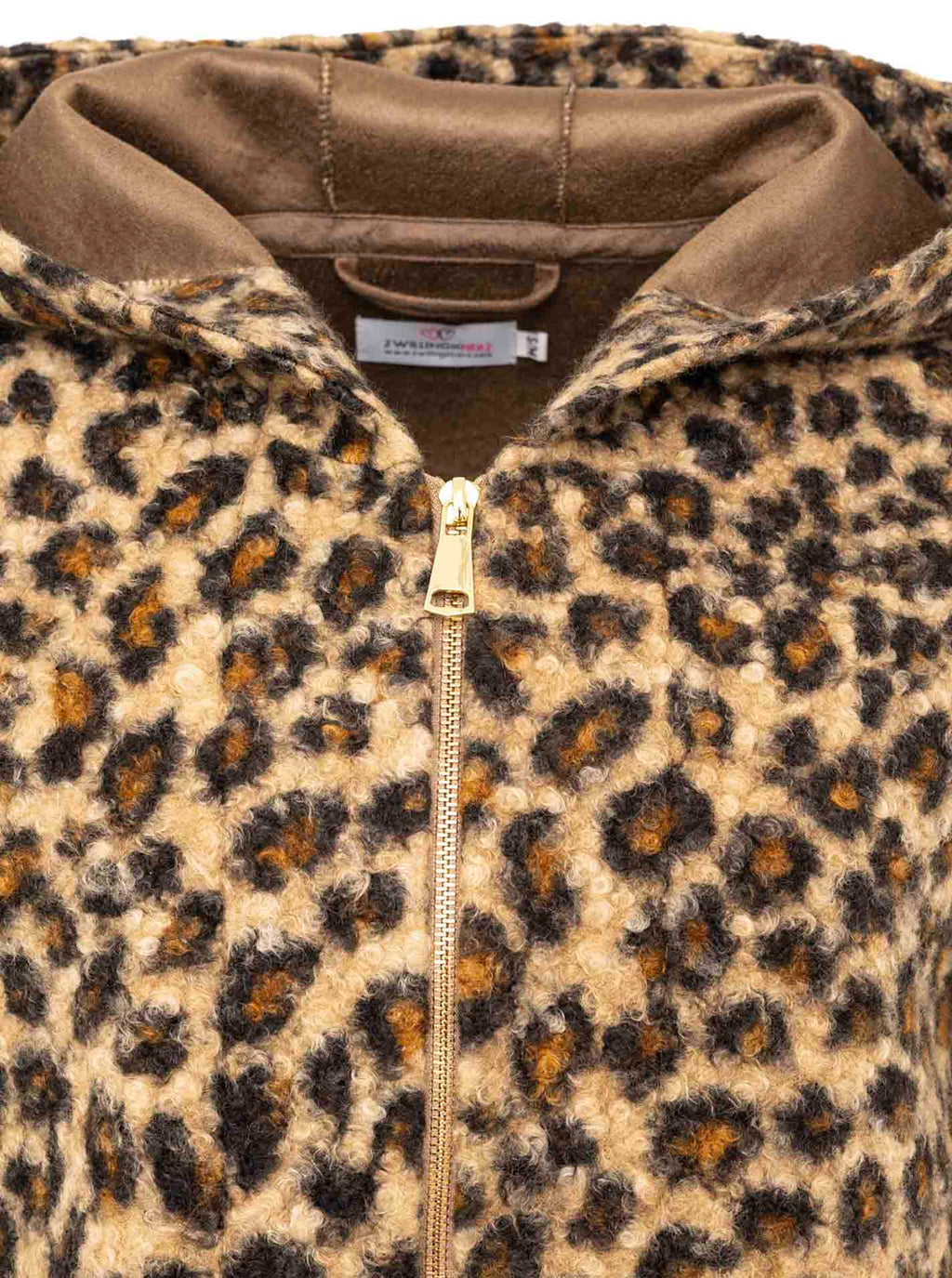 Zwillingsherz Teddy-Jacke "Leo" mit Leopardenmuster - Beige