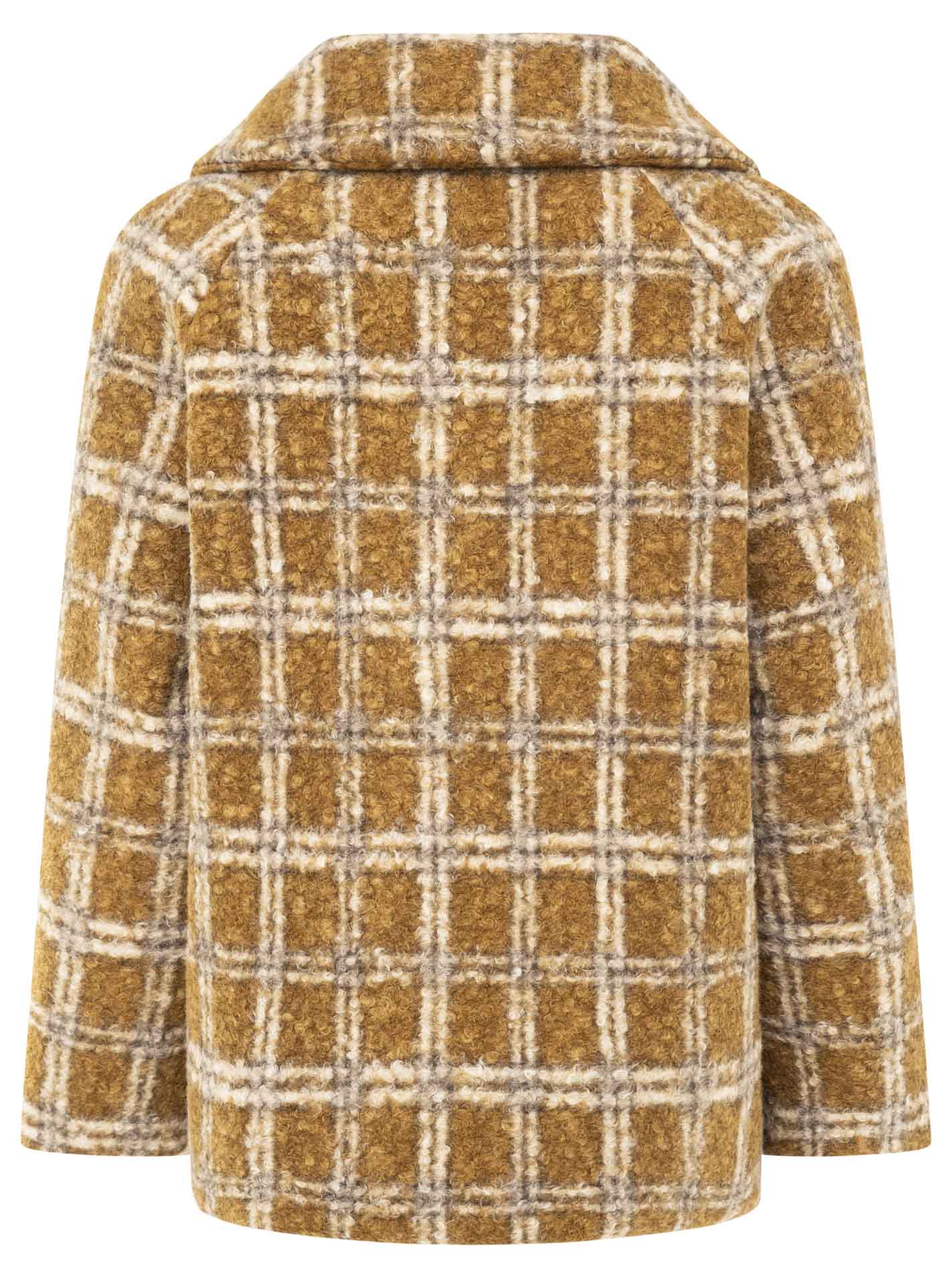Zwillingsherz Oversize Jacke Karomuster Camel-Beige kariert