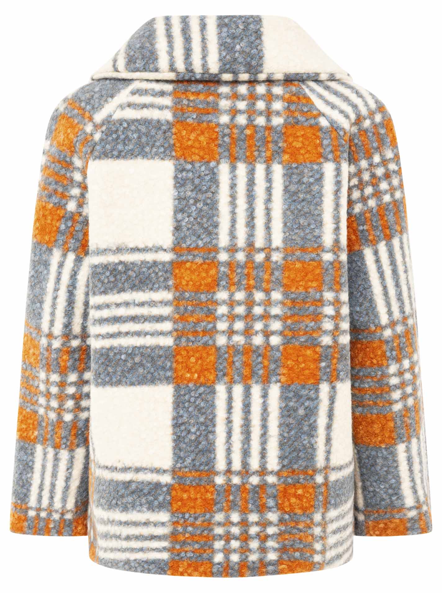 Zwillingsherz Oversize Jacke Karomuster Grau Orange