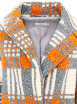 Zwillingsherz Oversize Jacke Karomuster Grau Orange