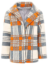 Zwillingsherz Oversize Jacke Karomuster Grau Orange