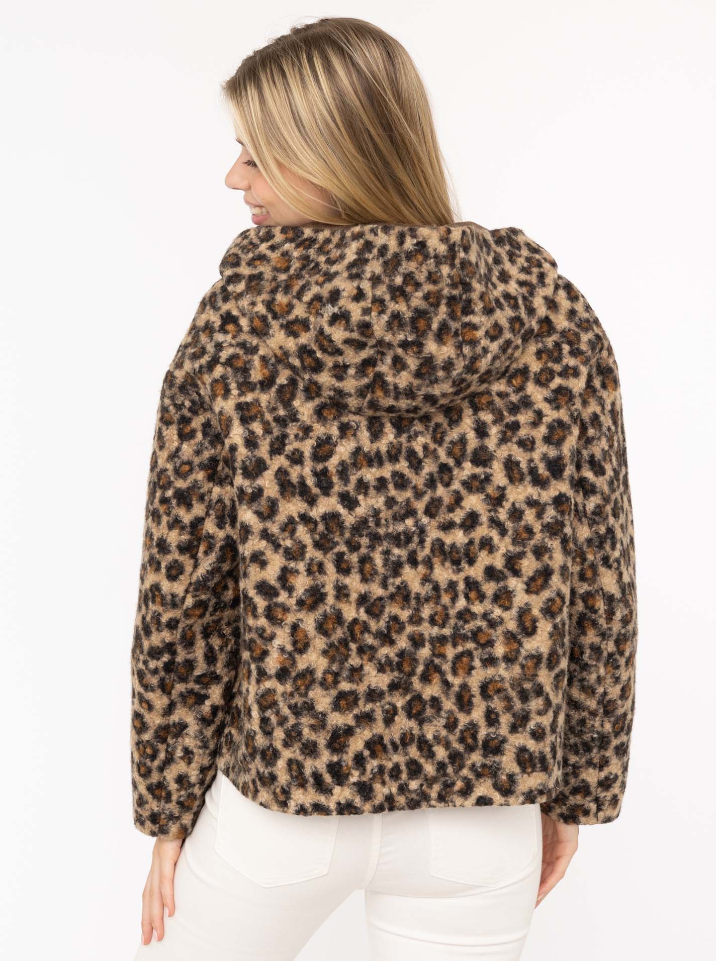 Zwillingsherz Teddy-Jacke "Leo" mit Leopardenmuster - Beige