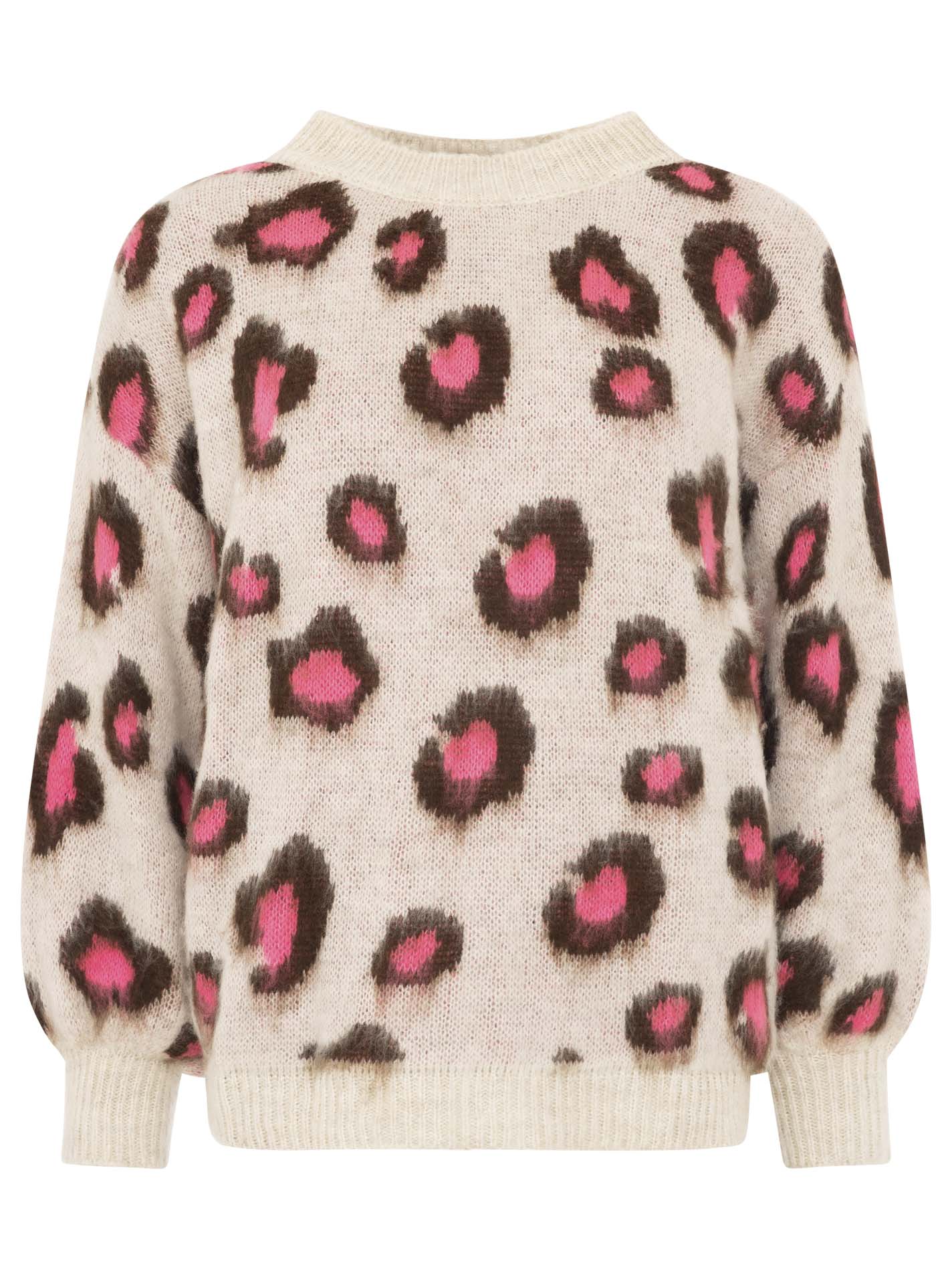 Zwillingsherz Kuschel-Pullover "Leo Soft"  pinkfarbenen Akzenten - Rundhals