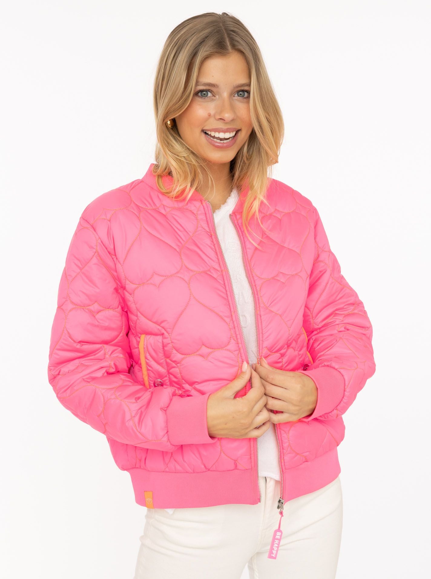 Zwillingsherz - Bomberjacke "Be Happy" in Pink