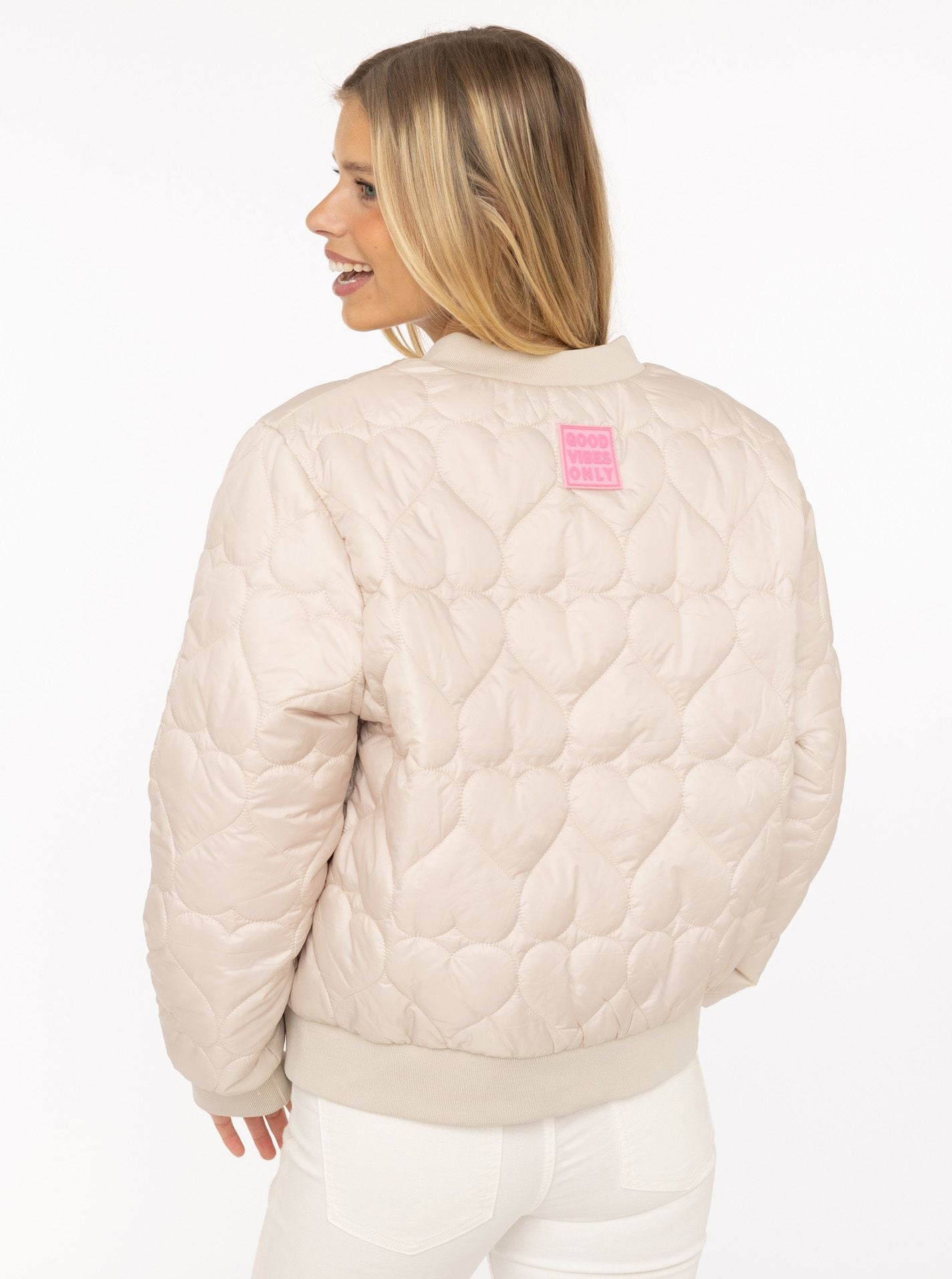 Zwillingsherz - Bomberjacke "Be Happy" in Beige