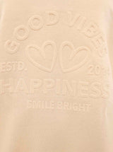 Zwillingsherz V-Neck Sweater "Happiness Vibes" Beige