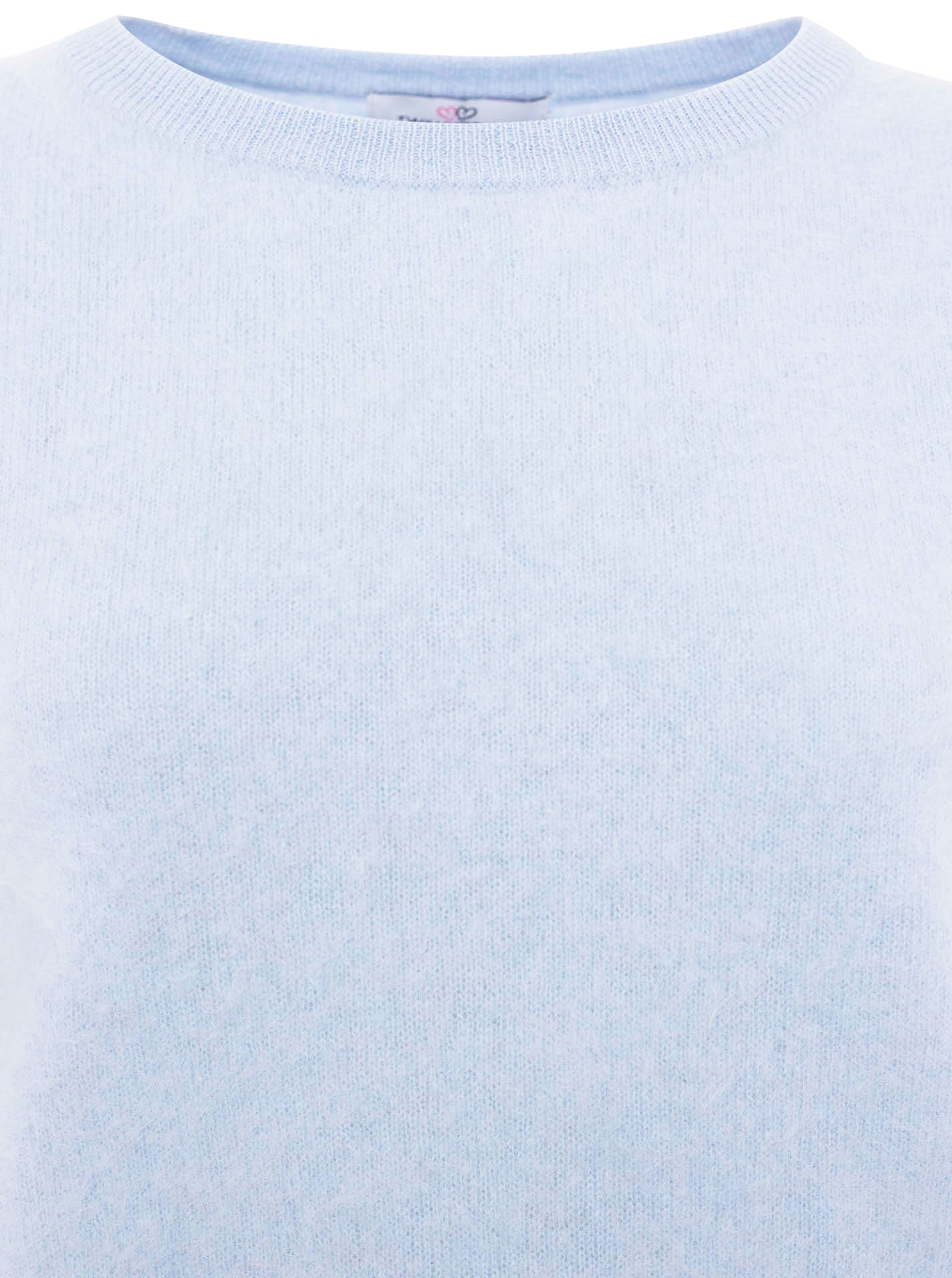 Zwillingsherz Kurzarm-Pullover aus 100% gebürstetem Kaschmir Hellblau