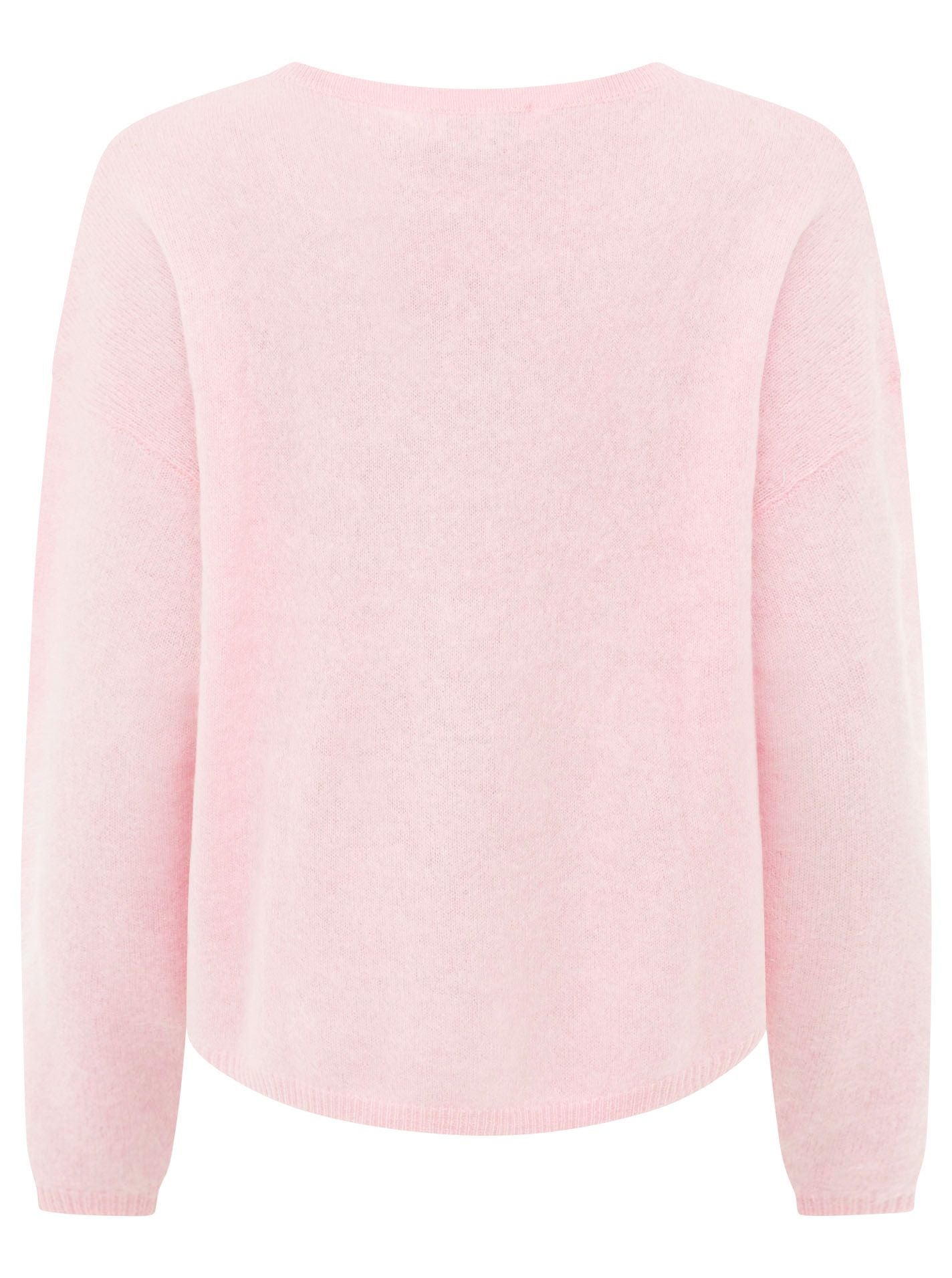 Zwillingsherz V-Pullover aus 100% gebürstetem Kaschmir Rosa