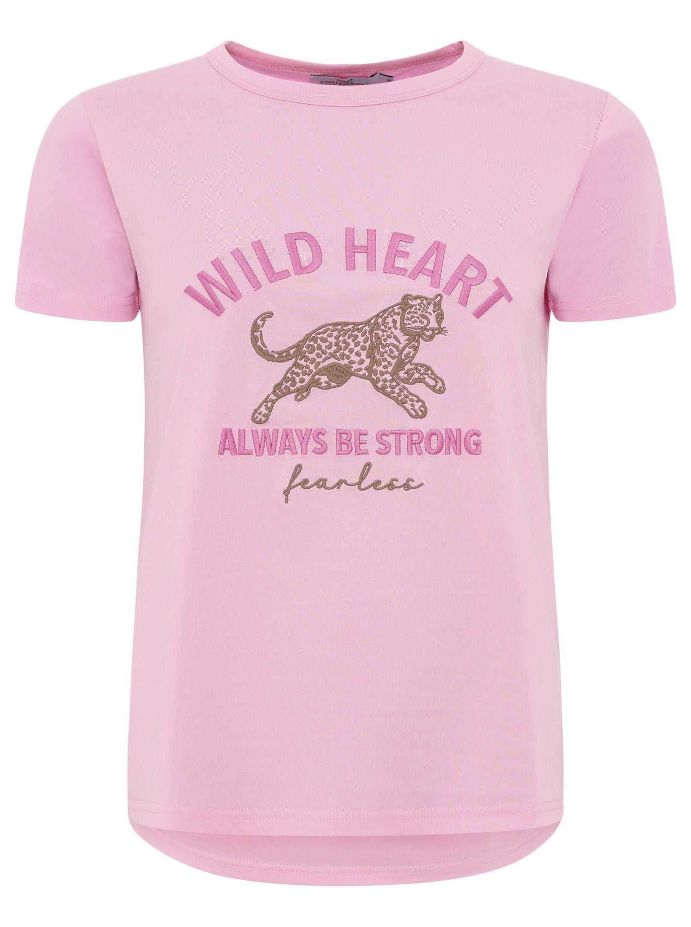 Zwillingsherz T-Shirt Wild Heart Rosa -  Leoparden-Stickerei