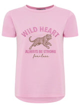 Zwillingsherz T-Shirt Wild Heart Rosa -  Leoparden-Stickerei