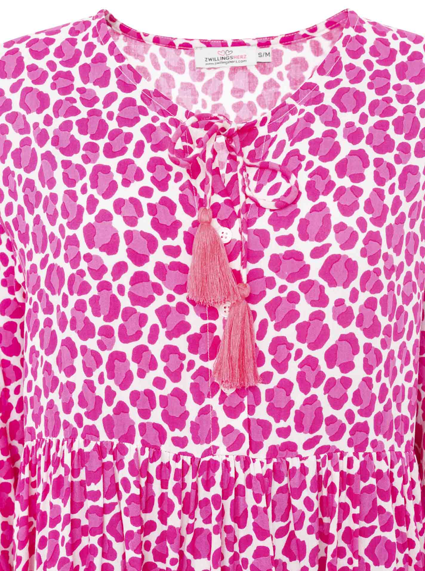 Zwillingsherz Kleid Leo Dream Viskose Pink Animalprint