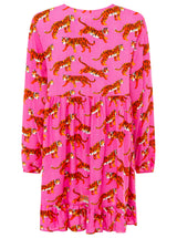Zwillingsherz - Kleid "Trendy Tiger" in Pink - Animalprint mit Knopfleiste