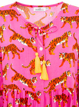 Zwillingsherz - Kleid "Trendy Tiger" in Pink - Animalprint mit Knopfleiste