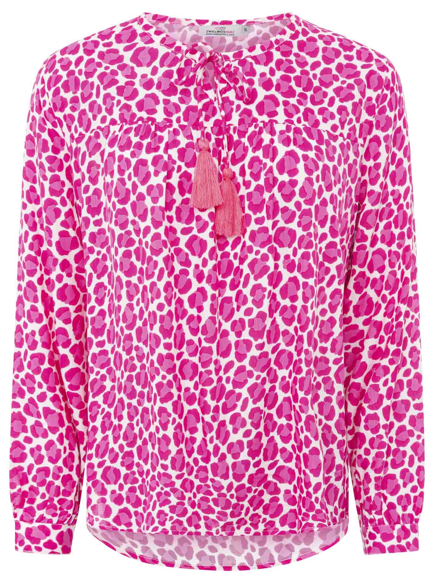 Zwillingsherz Bluse Classic Leo Pink Viskose Animalprint