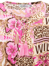 Zwillingsherz Bluse "Safari Patchwork" - Beige