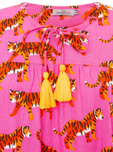 Zwillingsherz - Bluse "Trendy Tiger" in Pink - Animalprint mit Quasten