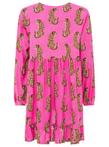 Zwillingsherz - Kleid "Lovely Leo" in Pink - Animalprint mit Knopfleiste