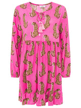 Zwillingsherz - Kleid "Lovely Leo" in Pink - Animalprint mit Knopfleiste