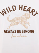 Zwillingsherz - T-Shirt "Wild Heart" in Weiß - Mit gesticktem Leoparden