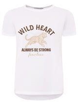 Zwillingsherz - T-Shirt "Wild Heart" in Weiß - Mit gesticktem Leoparden