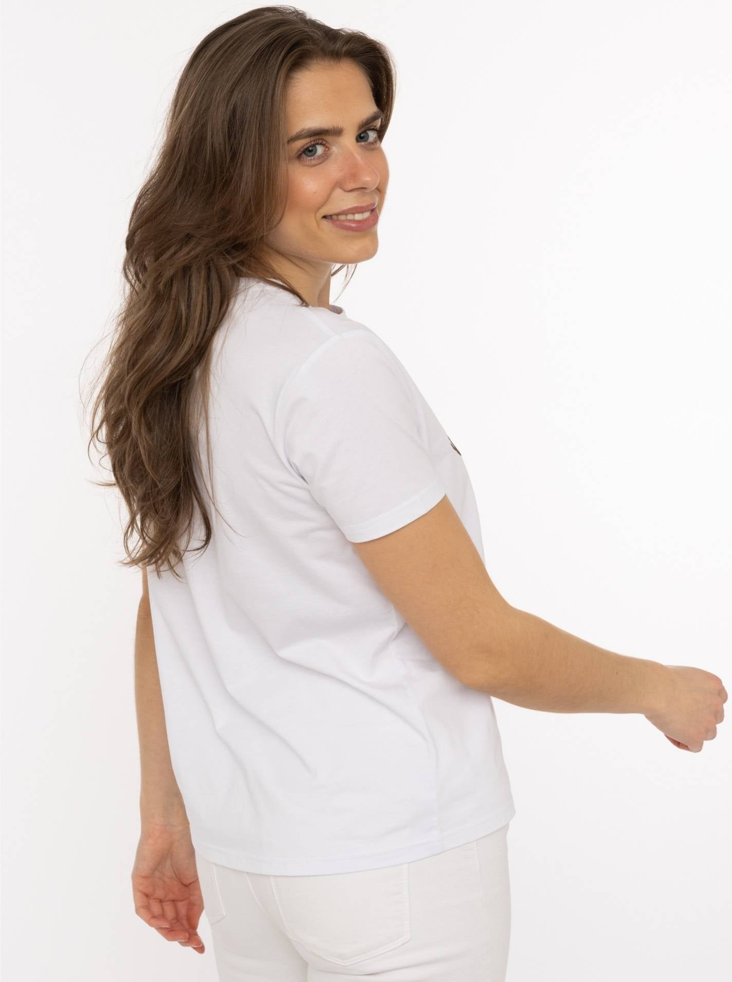 Zwillingsherz - T-Shirt "Wild Heart" in Weiß - Mit gesticktem Leoparden