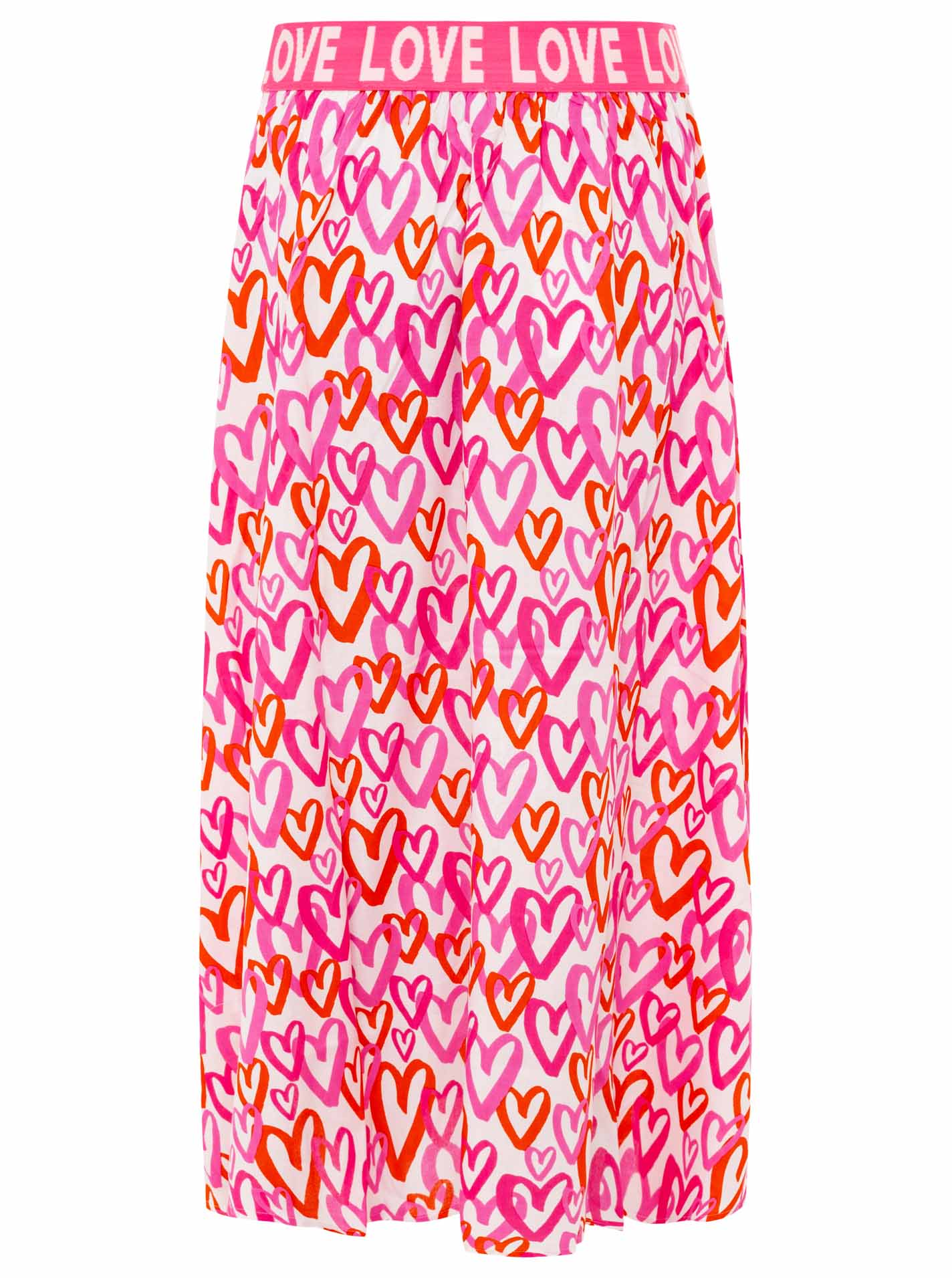 Zwillingsherz Rock "Love Hearts" Pink-Rot Herzmuster Viskose