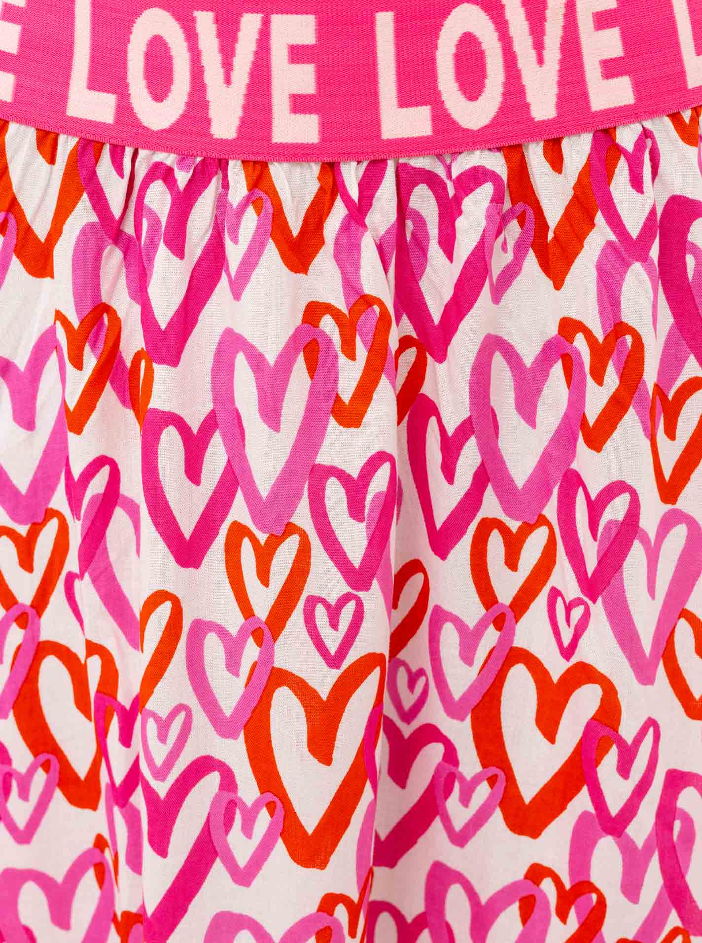 Zwillingsherz Rock "Love Hearts" Pink-Rot Herzmuster Viskose