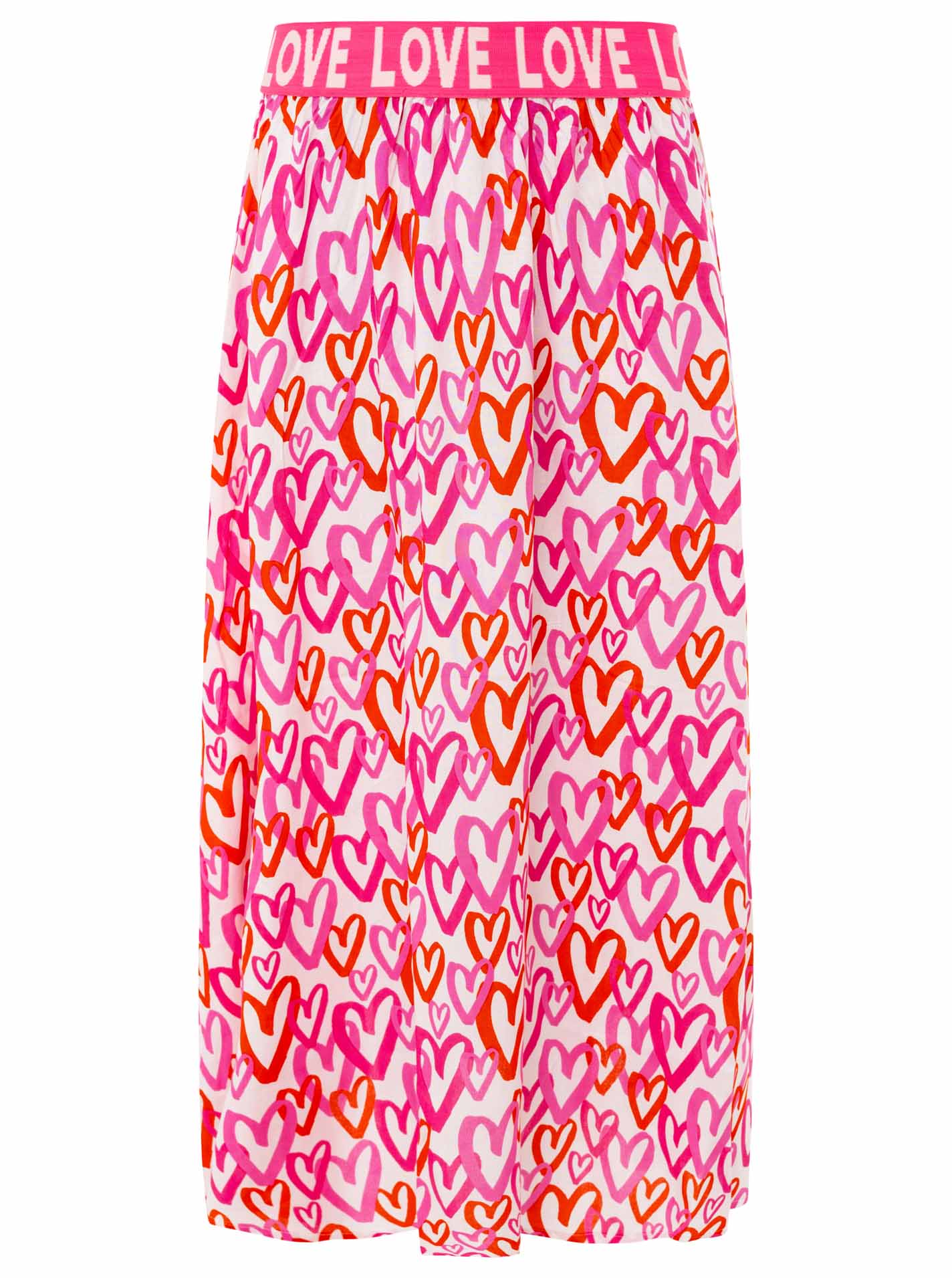 Zwillingsherz Rock "Love Hearts" Pink-Rot Herzmuster Viskose