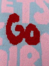 Zwillingsherz Pullover Wollmix "Lets Go Girls" Hellblau Oversized