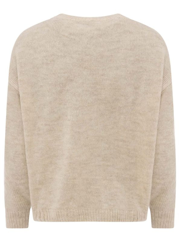 Zwillingsherz Pullover Wollmix "Lets Go Girls" Beige | Statement-Strick