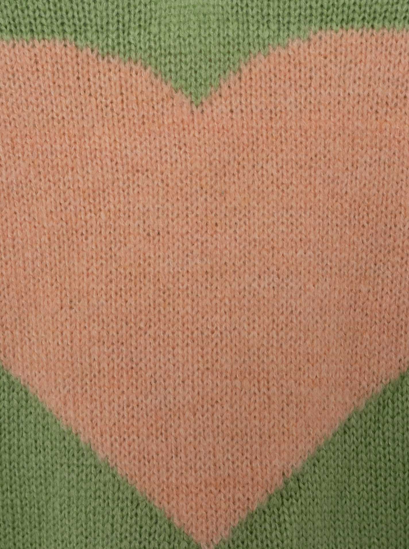 Zwillingsherz Pullover Wollmix "Großes Herz" Grün | V-Ausschnitt