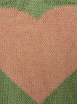 Zwillingsherz Pullover Wollmix "Großes Herz" Grün | V-Ausschnitt