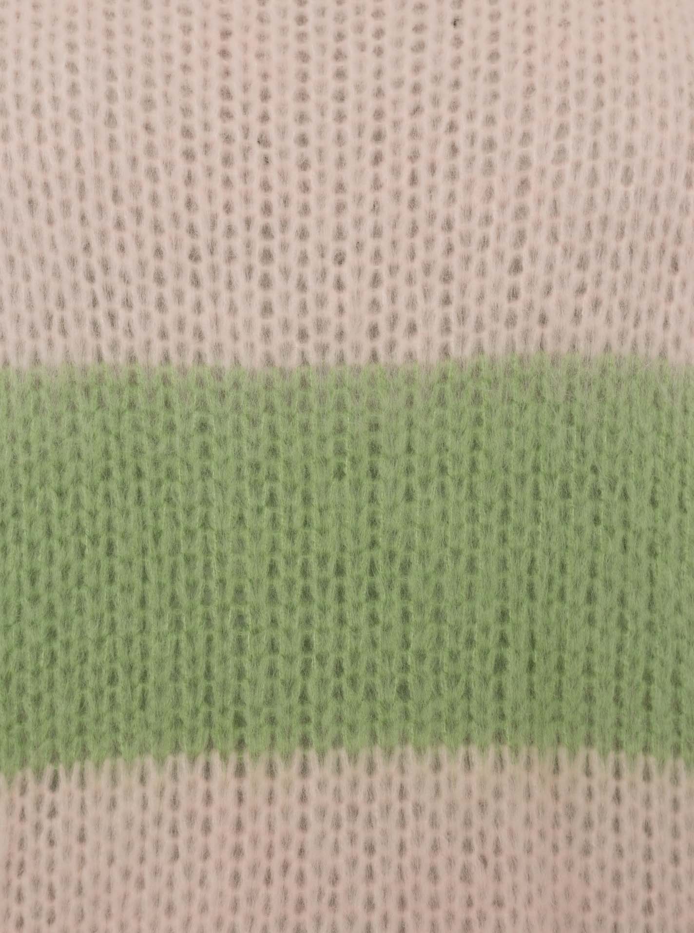 Zwillingsherz Pullover Wollmix "Blockstreifen" - Rosa & Grün | Streifendesign