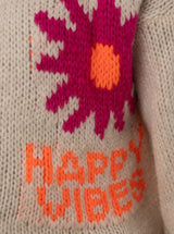 Zwillingsherz Cardigan "Happy Vibes" Beige