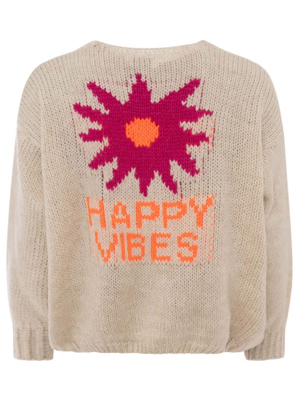 Zwillingsherz Cardigan "Happy Vibes" Beige