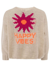 Zwillingsherz Cardigan "Happy Vibes" Beige
