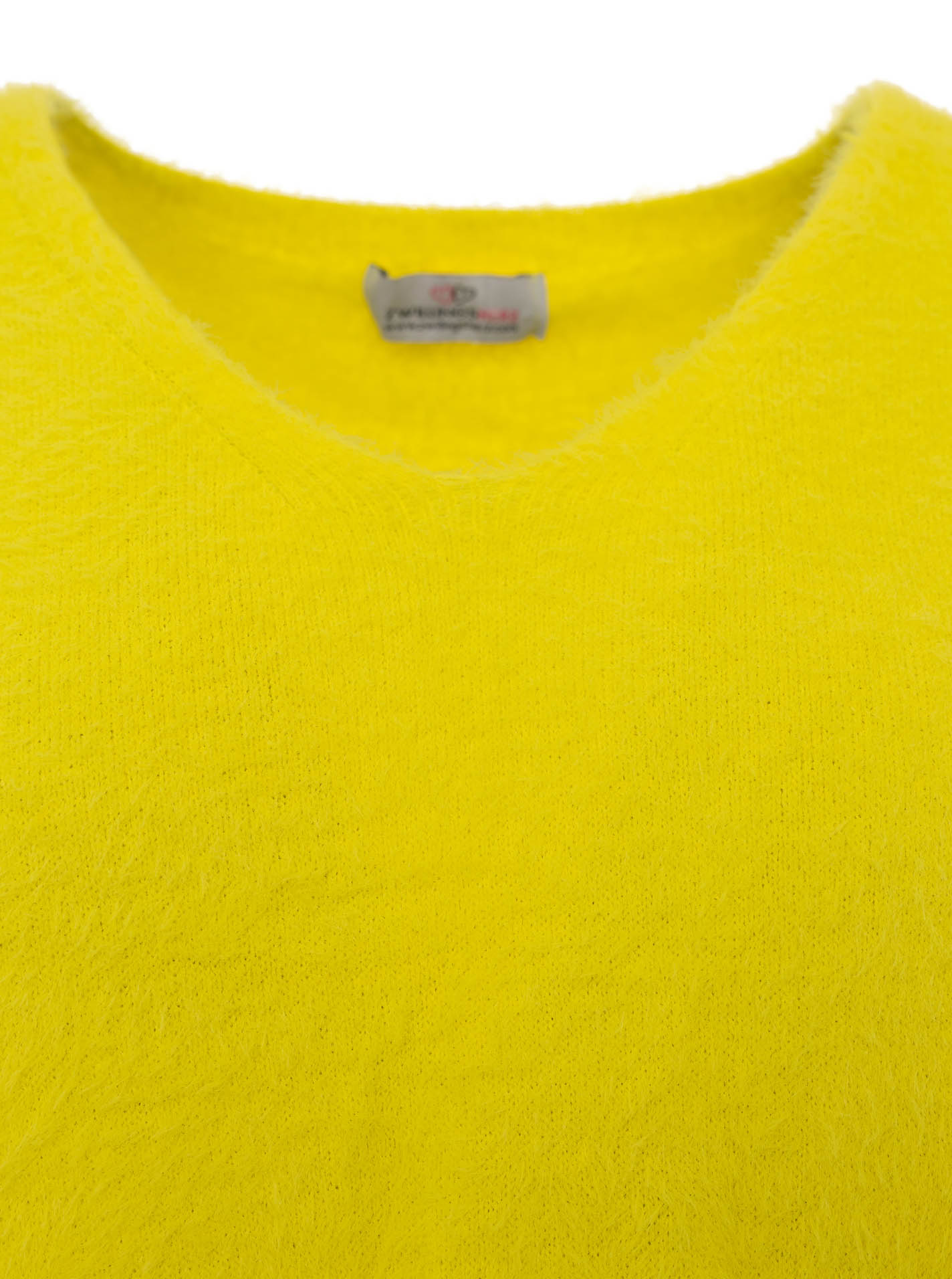 Zwillingsherz Kurzarm Pullover Mohair-Optik "Uni" Sonnengelb