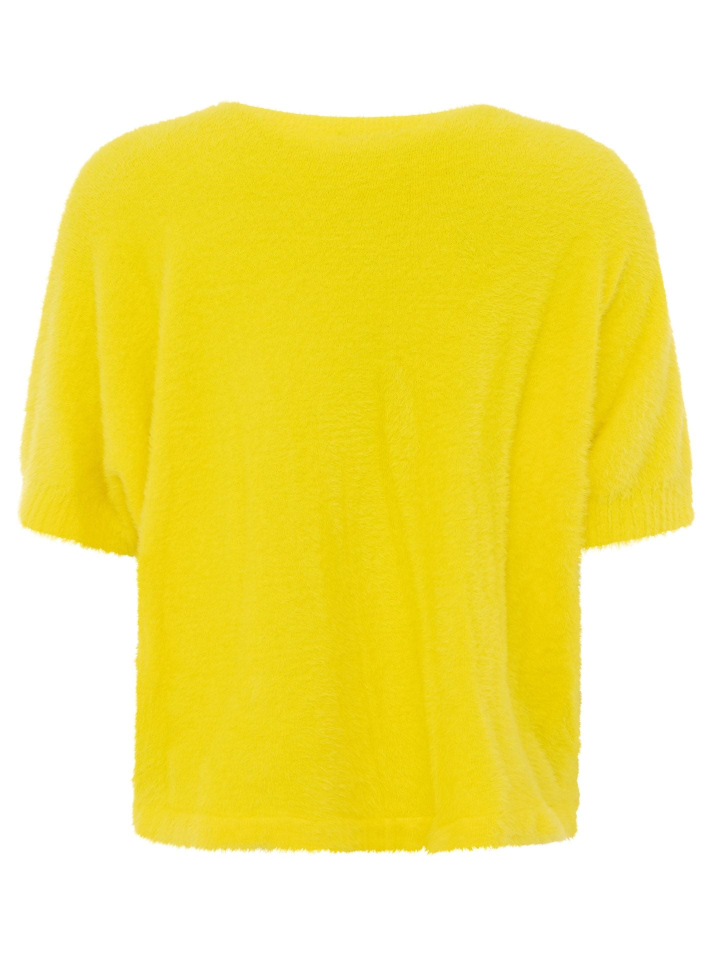 Zwillingsherz Kurzarm Pullover Mohair-Optik "Uni" Sonnengelb