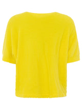 Zwillingsherz Kurzarm Pullover Mohair-Optik "Uni" Sonnengelb