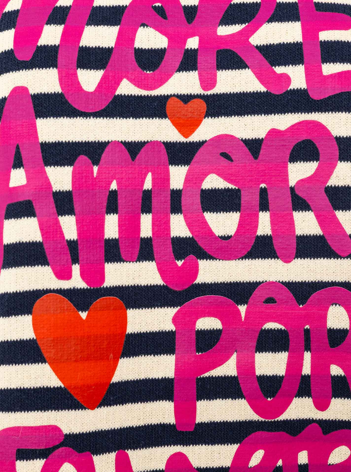 Zwillingsherz 3/4 Arm Shirt BW More Amor Por Favor Navy Creme Streifen