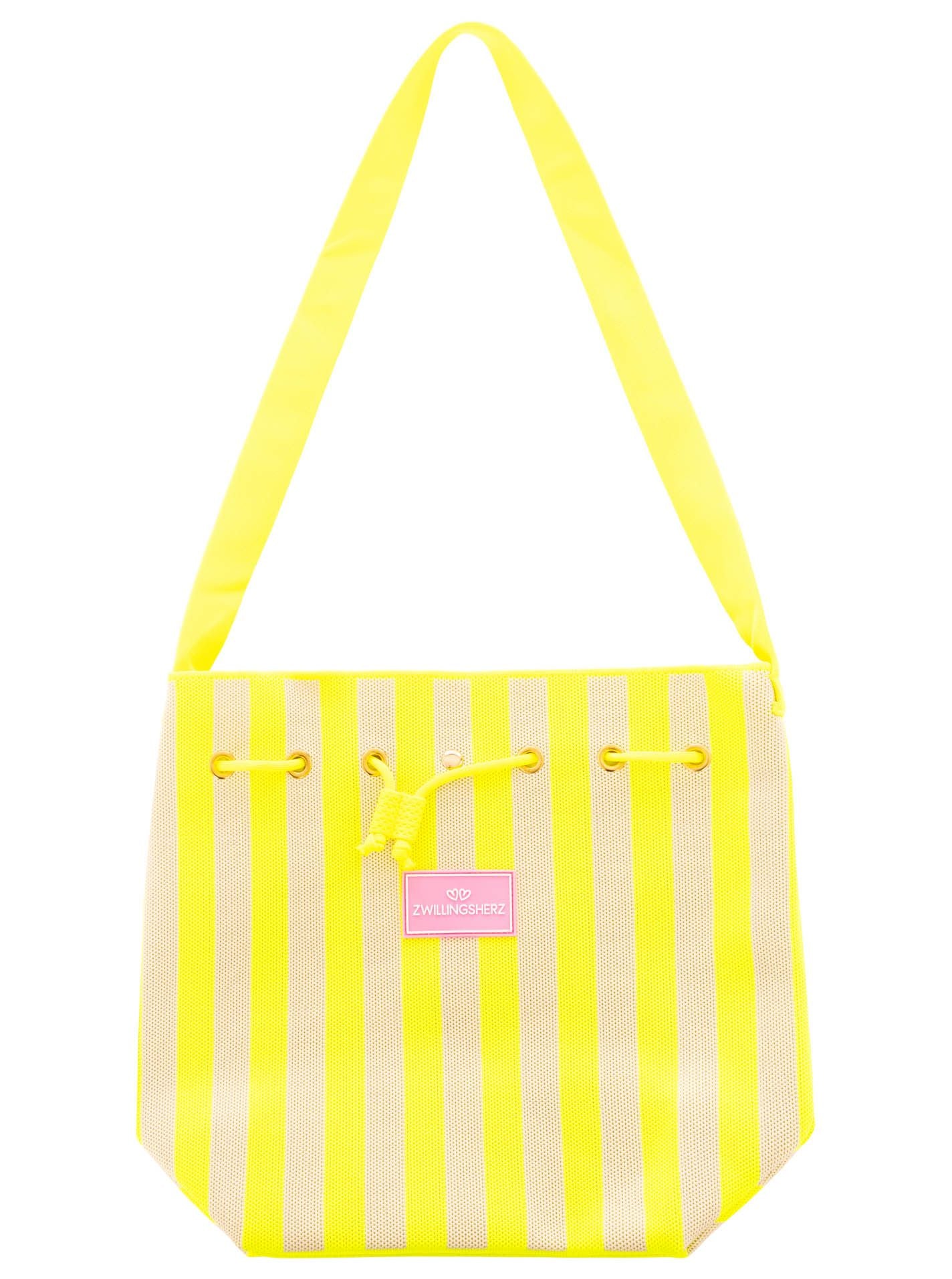 Zwillingsherz Schultertasche Stripes - Gelb - Modernes Streifen-Design