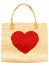 Zwillingsherz XXL Strohtasche "Plüsch Herz" - Rot