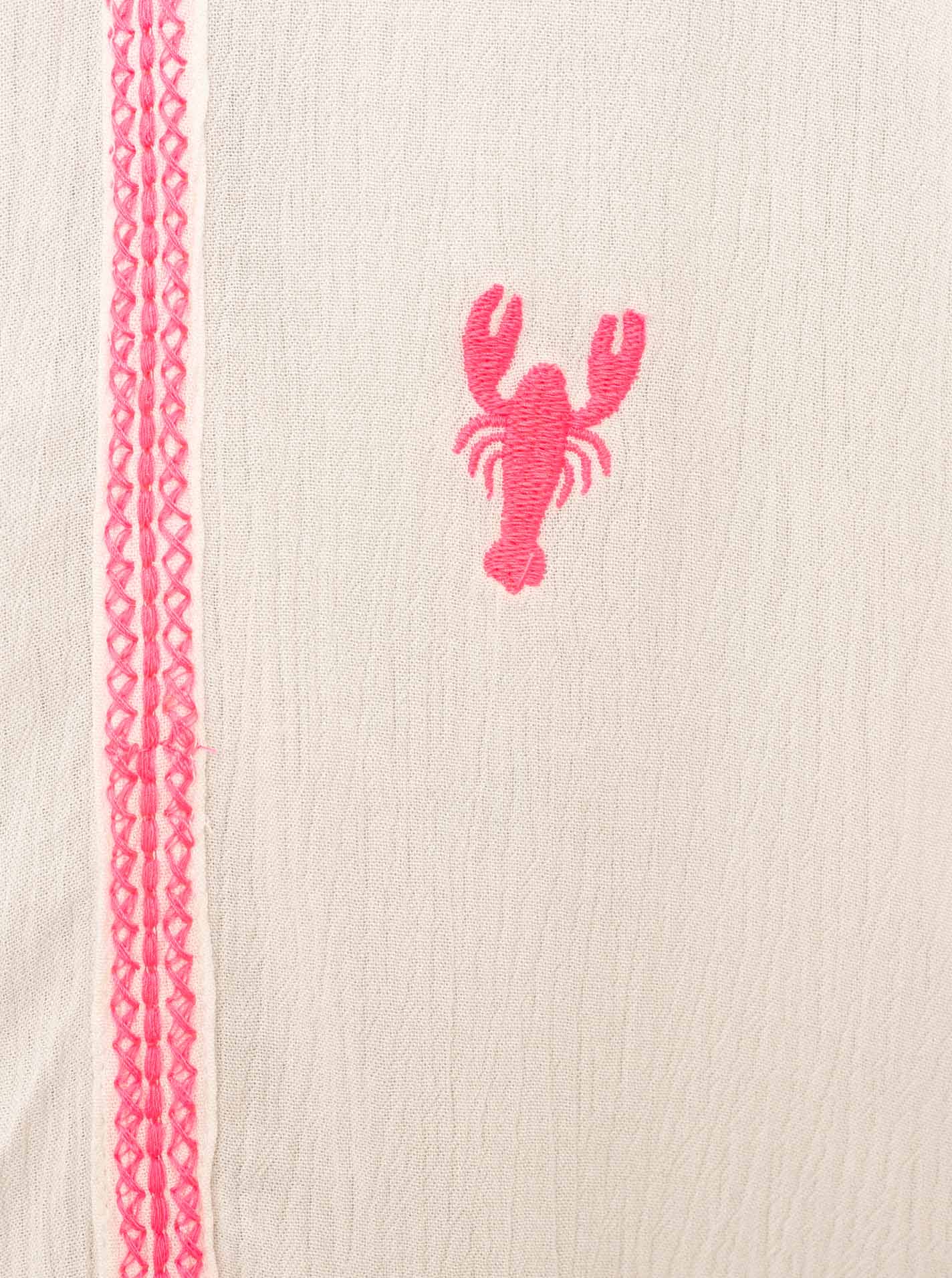 Zwillingsherz Bluse Gestickte Hummer - Weiß  - Maritime Stickerei - Viskose