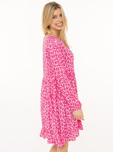 Zwillingsherz Kleid Leo Dream Viskose Pink Animalprint